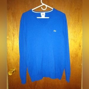 Vintage Lacoste Alligator Royal Blue 100% Cotton Sweater Size 7 or XL